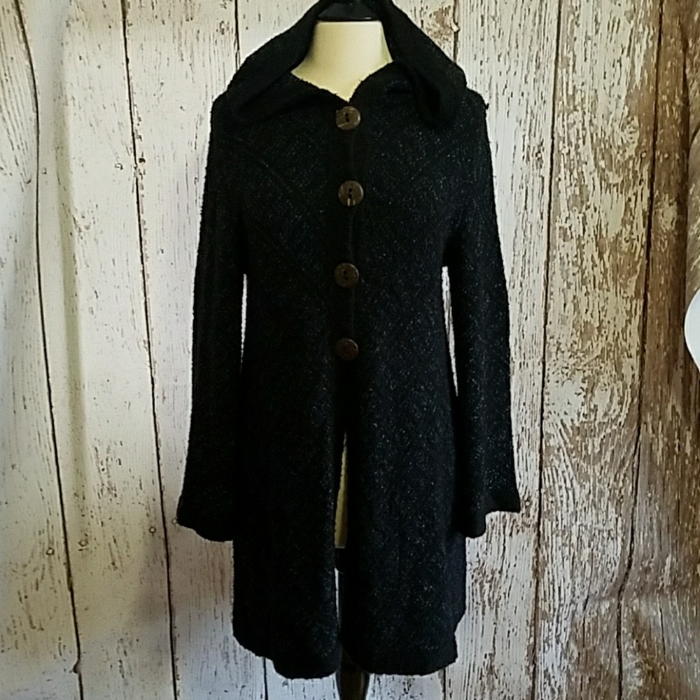 G9C pebbled blue & black cape sweater